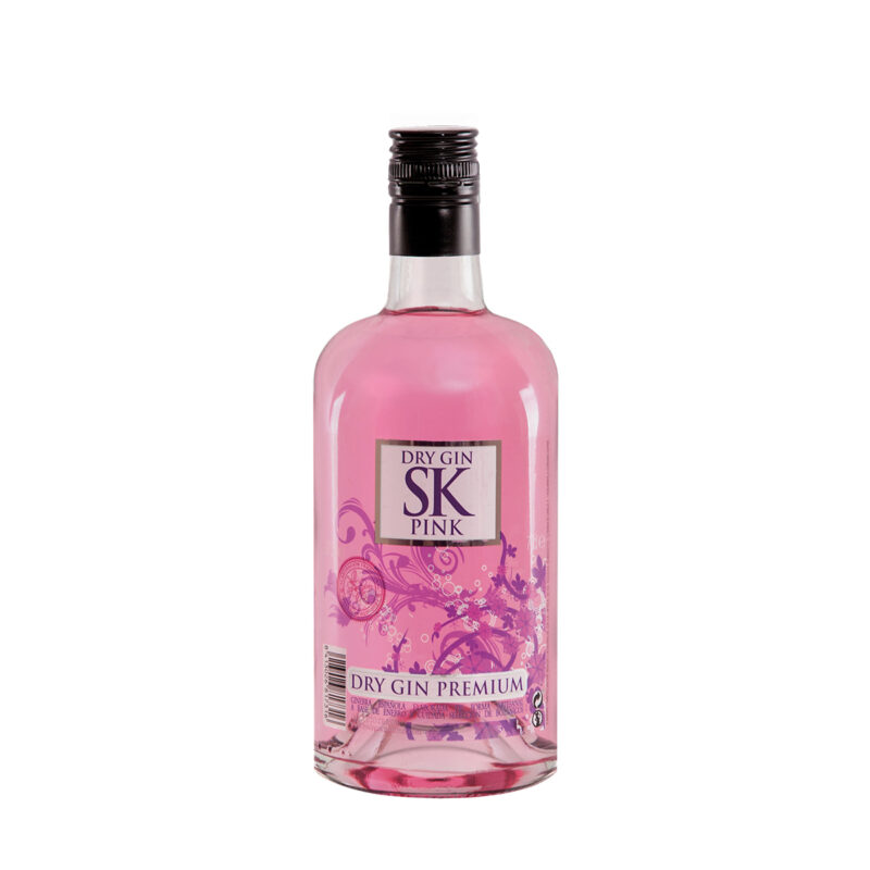 Gin Premium SK Pink dry gin de color rosa botella 70 cl