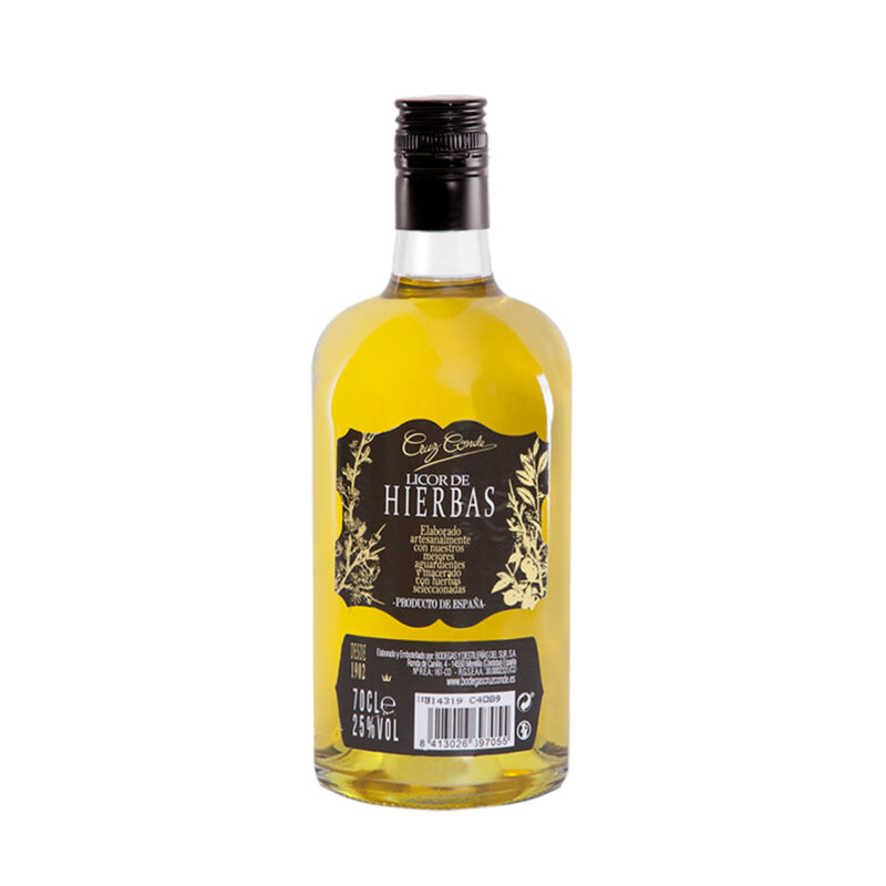 Licor de Hierbas Cruz Conde macerado con hierbas seleccionadas, botella 70 cl