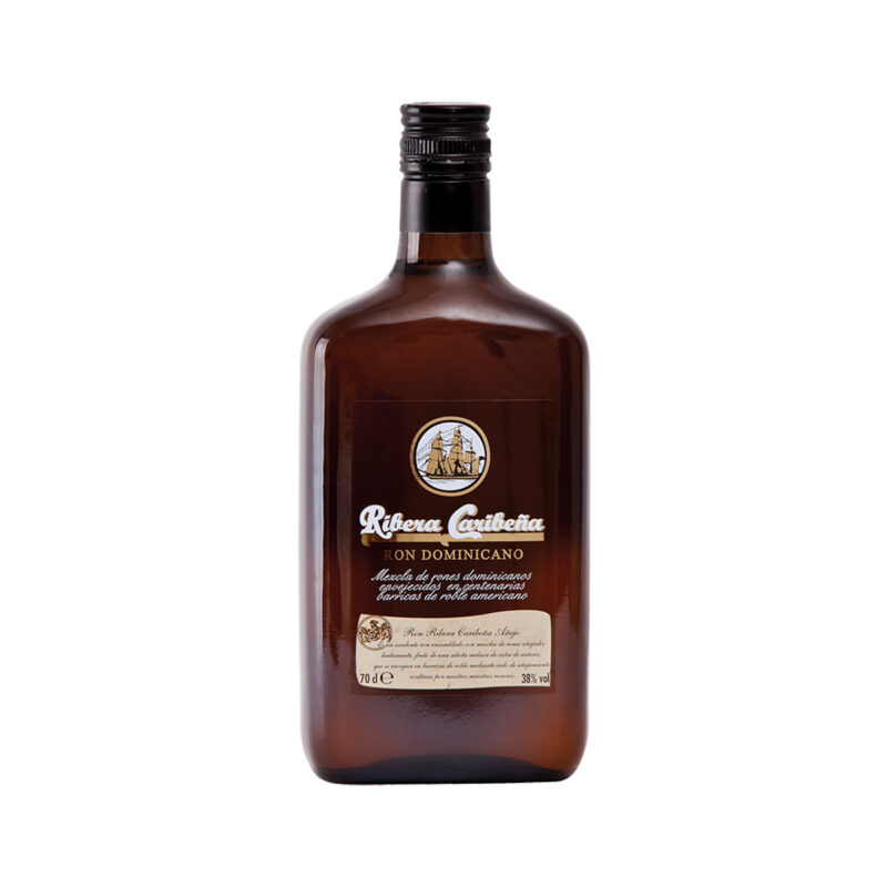 Ron Dominicano Ribera Caribeña mezcla de rones envejecidos en roble americano, botella 70 cl