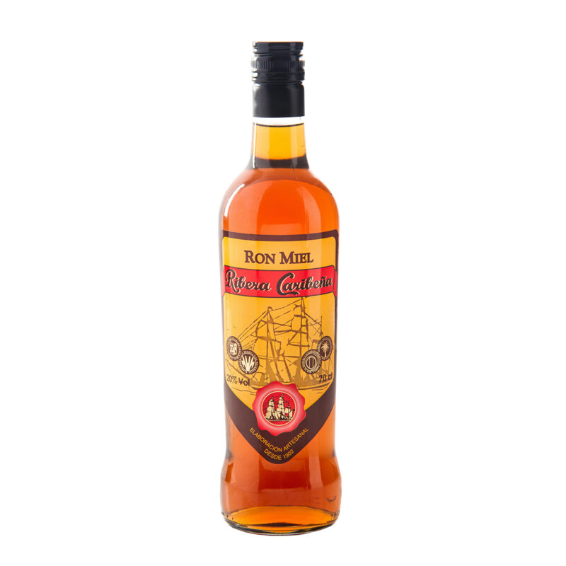 Ron Miel Ribera Caribeña bebida espirituosa con miel, botella 70 cl