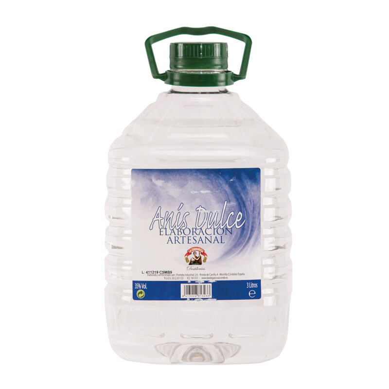 Anís Dulce La Cordobesa elaboración artesanal, garrafa 3 litros