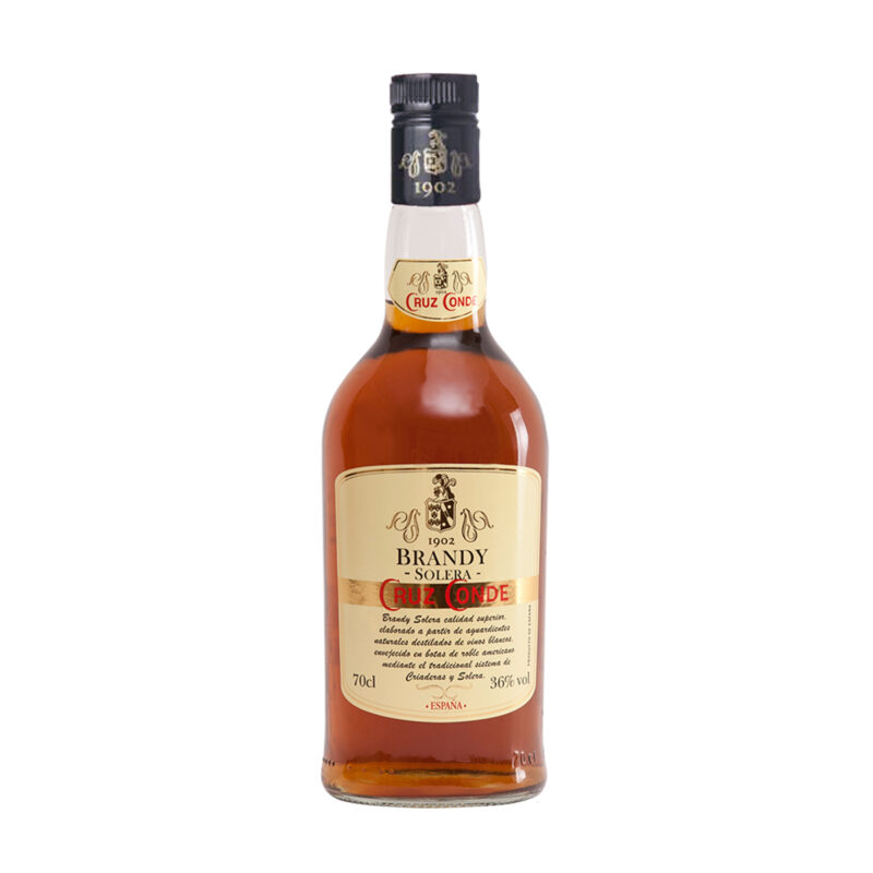 Brandy Solera Cruz Conde 70 cl con etiqueta crema y dorada