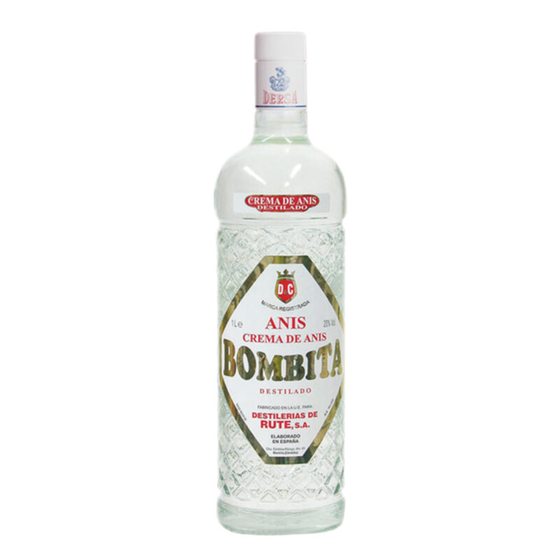 Crema de Anís Bombita 1 L en botella de cristal labrado