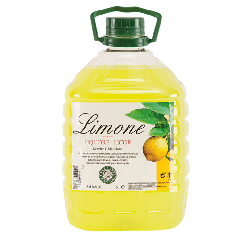 Limone Cruz Conde 3 L licor de limón en garrafa con asa